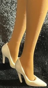 Fits Barbie Doll-  1 Pair of White Heels/Shoes - Picture 1 of 3