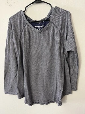 Camisa deportiva Tommy Hilfiger para mujer grande azul a rayas manga larga cuello redondo Foto 1 de 4