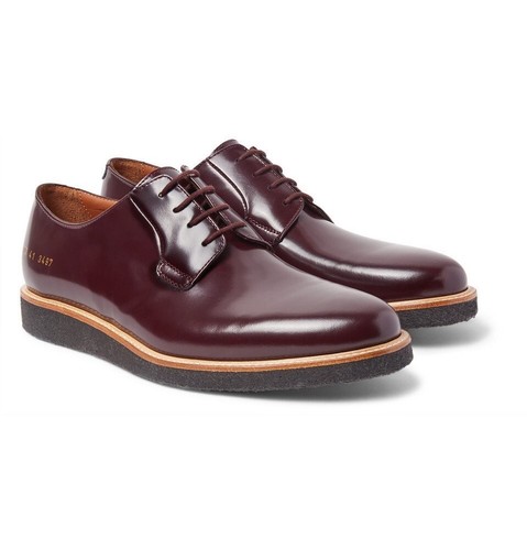 Mocassini Common Projects Derby in pelle lucida bordeaux taglia 42