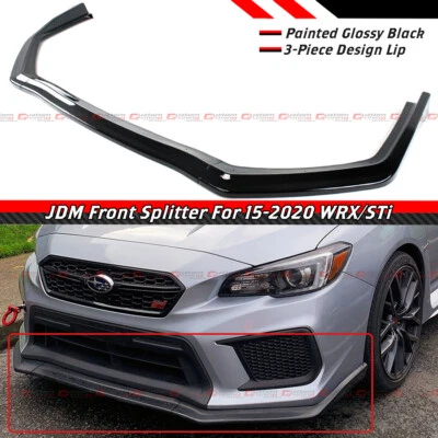 Parachoques delantero negro brillante divisor de labios para Subaru WRX STi CS 2015-2021 estilo JDM Foto 1 de 4