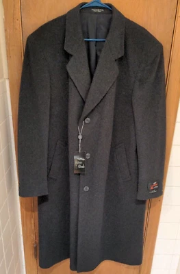 Silver Cloud Men's 46L Charcoal Grey Italian Cashmere Wool Overcoat MOTH DAMAGE - Image 1 of 4