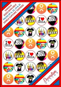 35 x Ibiza Party Mix - Edible Wafer Cupcake Cake Toppers 6 15 24 Drinking Clubs - Picture 1 of 4