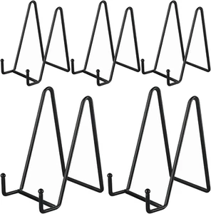 5 Pack 6IN Plate Holder Display Stands Metal Black Frame Stand for Picture, Book - Picture 1 of 12