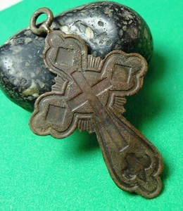 Ancient Bronze Cross Wearable Pendant Antique Rare C269 - Picture 1 of 5