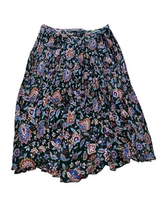 Ralph Lauren Größe 8 Paisley Plissee gefütterter Rock Länge 29" Poly Reißverschluss Boho #800 - Bild 1 von 6