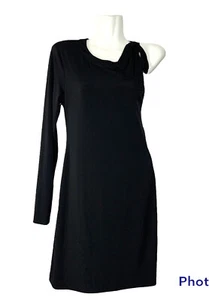 Teeze Me Junior Dress Stretchy Lined Black One Shoulder Tie Bodycon Size 5/6 - Picture 1 of 6