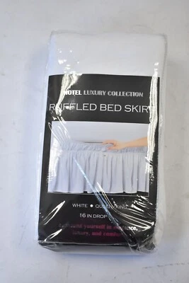 Hotel Luxury Collection Queen/King Ruffled Bed Skirt 16" Drop White Elegance - Image 1 of 4