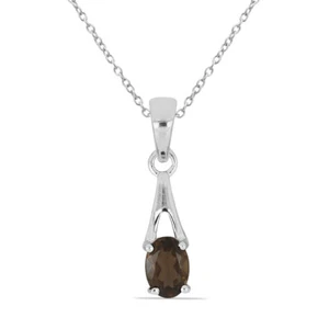 0,72 Carat Smoky Quartz Pendant 925 Silver Colllier Chain Smoky Topaz - Picture 1 of 9