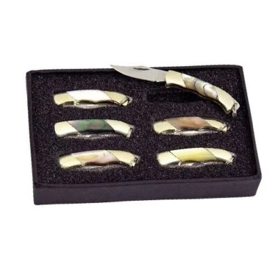 Mini Taschenmesser Klappmesser Minimesser mit Nagelrille Perlmut Abalone 84698 - Bild 1 von 4