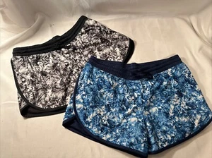 Lot Of 2 BCG Active Gym Running Shorts Women M Black Blue Muted PatternAthletic - Picture 1 of 15