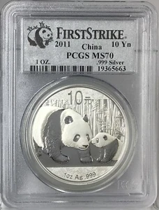 2011 China 10 Yn Panda Silver .999 1 OZ PCGS MS70 # - Picture 1 of 4