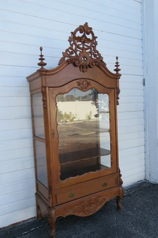 Early Victorian Heavy Carved Tall China Display Cabinet Cupboard 1380 Cover