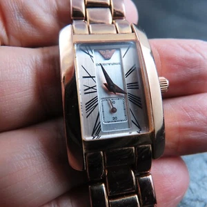 All Steel Emporio Armani Art Deco Style Quartz Women Watch - Picture 1 of 9