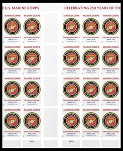 US 6011a Marine Corps 250 Years imperf NDC vert gutter block 20 A MNH 2025 6/1 - Picture 1 of 1