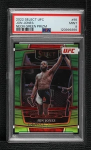 Panini Select UFC Concourse 2022 verde neón Prizm/49 Jon Jones #55 PSA 9 como nuevo - Imagen 1 de 3