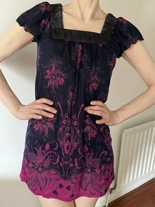 YUMI WOMEN'S MINI DRESS ONE SIZE 1 S GENUINE REAL FLOWER BOHO TOP VINTAGE & THE - Picture 1 of 6