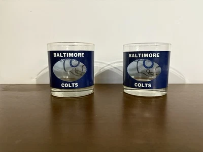 1970’s Houze Art Set Of 2 “Baltimore” Colts See-Through Helmet Glasses - Image 1 of 3