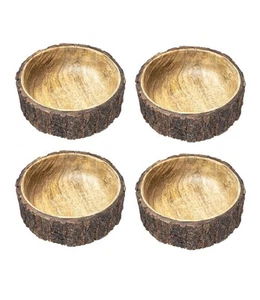 Rustic Wooden Bowls - Set of 4 | Ideal for Soup, Candy, Dessert & More - Picture 1 of 7