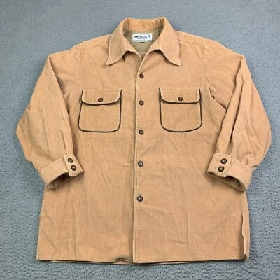 Винтажная вельветовая рубашка 70-х мужская M коричневая желтовато-коричневая с карманом спереди Munsingwear Forge ограниченное издание - Изображение 1 из 4