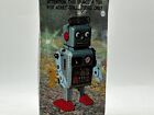 COOL Modern Tin Windup Robot in Box  Gray-Blue Robot Man 4 1/2&quot; Tall Missing Key