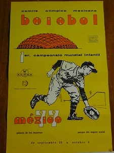 COMITE OLIMPICO MEXICANO-BEISBOL -POSTER  1er. Campeonato Mundial Infantil- - Picture 1 of 6