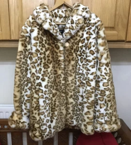 Vintage Ladies Faux Fur Coat Dennis Basso Animal Leopard Print Coat Jacket Lge - Picture 1 of 15