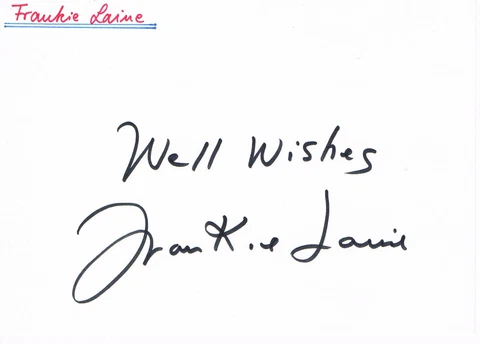 Frankie Laine 1913-2007 genuine autograph signed 4"x6" card US singer actor Cover