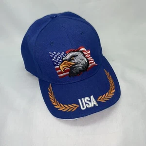 USA Embroidered AMERICAN EAGLE Blue Flag TRUCKER HAT Baseball Cap Adjustable - Picture 1 of 6