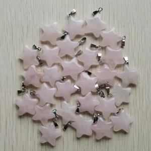 Cionondoli ciondoli a cinque stelle quarzo rosa naturale 50 pz/lotto all'ingrosso - Foto 1 di 2