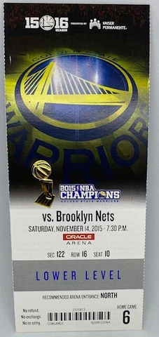 2015-16 Golden State Warriors MINT FULL SEASON TICKET Win #11 73 Win Season RARE Cover