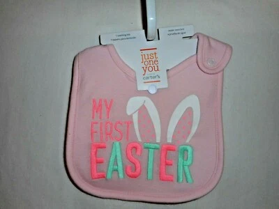 CARTER'S PINK MY FIRST EASTER BUNNY TEETHING BABADOR BEBÊ NOVO - Imagem 1 de 3