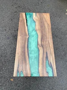 Green River Epoxy Table Top - Live Edge Coffee Wooden Table Top - Decor - Picture 1 of 9