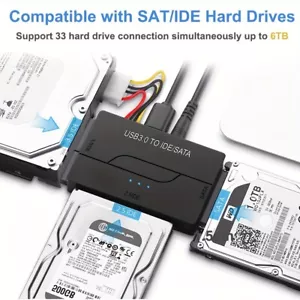 USB 3.0 to IDE & SATA External Hard Drive Reader 2.5" 3.5" HDD SSD Power adapter - Picture 1 of 8