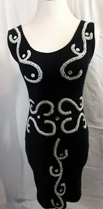 Vintage 70's Black Knit w Spandex Wiggle Dress Sleeveless Sexy Size XS - Picture 1 of 8