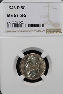 1943 D Jefferson Nickel NGC MS67 5FS  *DoubleJCoins* JL1100-70 - Image 1 of 2