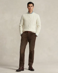 Polo Ralph Lauren Men Cream Cashmere Iconic Fisherman Sweater Size XXL NWT 368$ - Picture 1 of 10