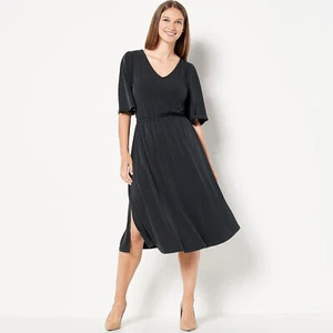 Girl With Curves Sz Petite SMALL (SP) Midi Dress w/Flutter Sleeves A504599 BLACK - Picture 1 of 1