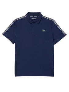Polo de tenis a rayas con monograma ultra seco Lacoste para hombre en azul marino DH2557-51 166 - Imagen 1 de 1