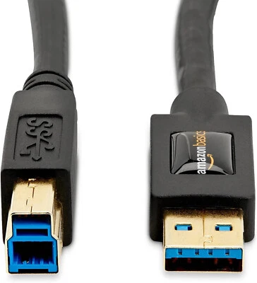 Amazon Basics Hi Speed USB 3.0 Cable Type A-Male to Type B-Male - 9 ft (2.7m) x2 - Image 1 of 4