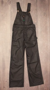 VTG Women's 70s NOS Black Shiny Cotton Fabric Ely Overalls Sz S / 27" 1970s - Picture 1 of 19