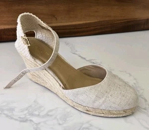 Sandalias de cuña alpargata con correa al tobillo J.Crew Factory talla 8 crema - Imagen 1 de 7