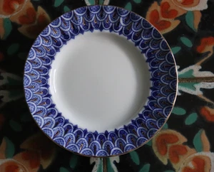 Vintage Russian Lomonosov Floral Cobalt Blue Porcelain Dessert Plate 7 1/4" - Picture 1 of 3