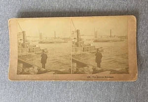 Raro East River Bridge Early Remolcadores Nueva York Stereoview #5008 The Anxious Merchant - Imagen 1 de 2