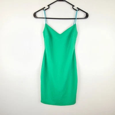 Windsor Bodycon Mini Dress Size XS Green With Blue Straps Sweetheart Short Sexy - Image 1 of 4