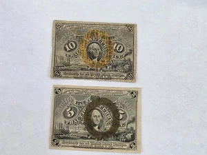 Lot Of 2 1863 United States Fractional Currency Notes 2nd Issue (?) 10 & 5 Cents - Picture 1 of 21