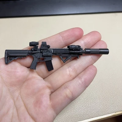 Unpainted 1/12 Scale Black Gun Weapon Model For Custom 6" Action Figure Decor - Image 1 of 4