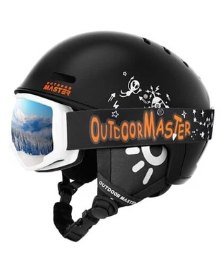  Juego de Casco y Gafas de Esquí para Niños, Casco de Snowboard, 52-56cm Pequeño Negro Mate Foto 1 de 4