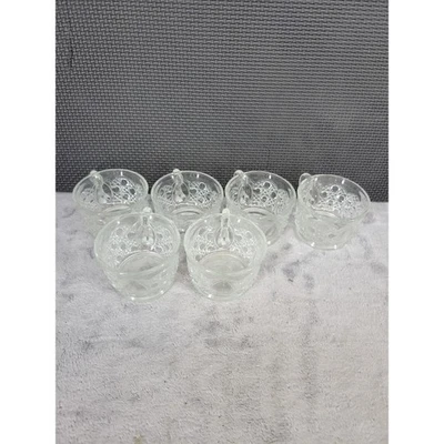 Juego de 6 tazas de postre vintage con patas de vidrio transparente con asas Foto 1 de 4