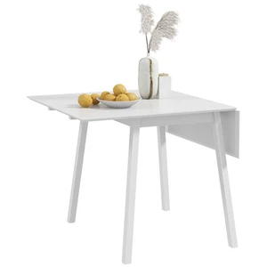 Extendable Kitchen Table for 2-4, Folding Drop Leaf Dining Table, White - Picture 1 of 11