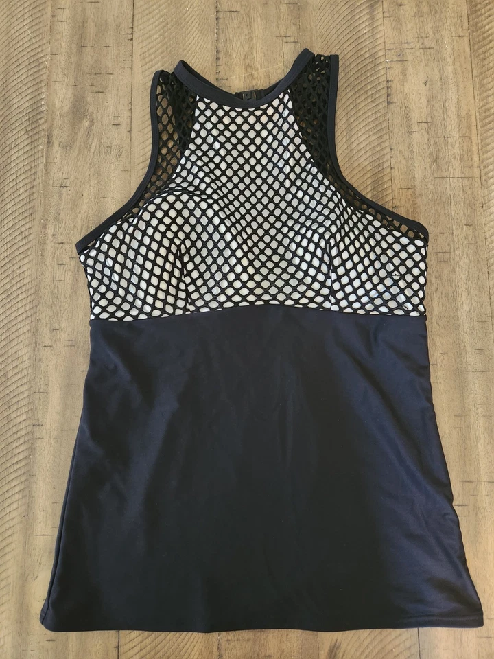 Top de baño Pina blanco y negro talla 12 modesto cuello alto traje de baño top Nueva Zelanda Foto 1 de 4